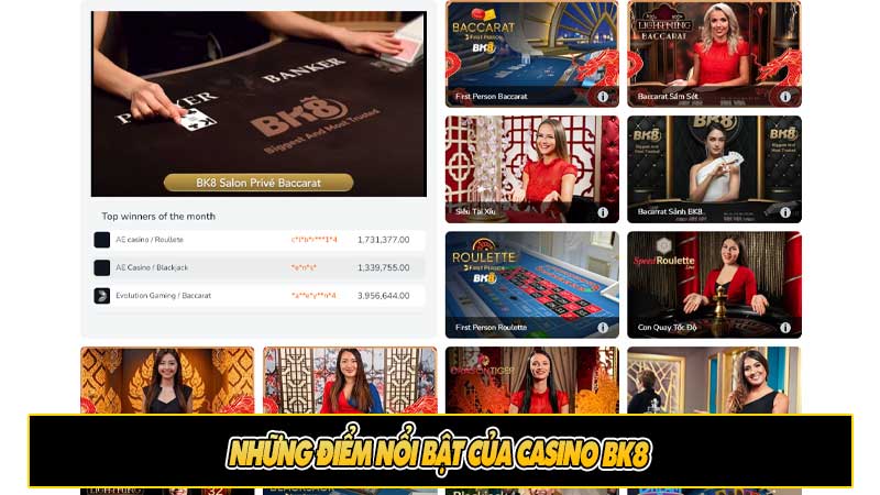 Những điểm nổi bật của Casino BK8